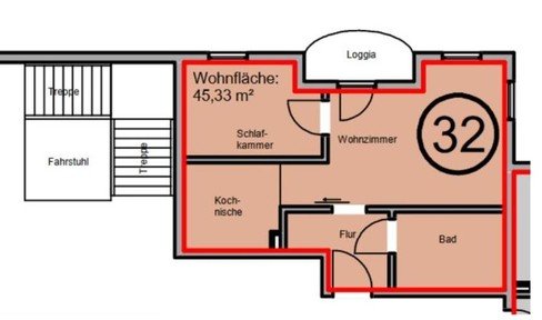 Senior housing Burg - Comfortable 2-room apartment with loggia on the top floor