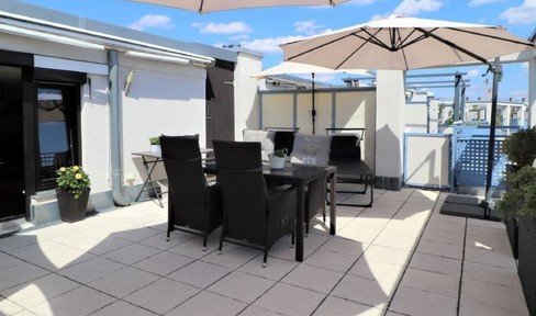 Roof terrace apartment (40 sqm) total area 140 sqm, living area 95 sqm, underground parking space incl. parking space.