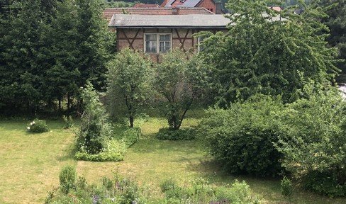 Half-timbered house for conversion, beautiful, quiet garden, view of the southern Harz mountains in an idyllic resort town