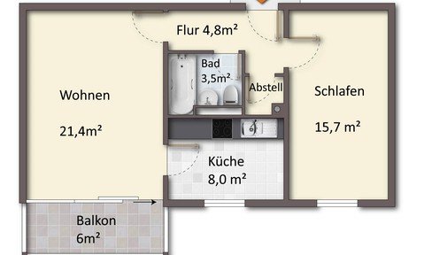 2-ZKBB with laminate flooring & underground parking space in Mainz-Finthen